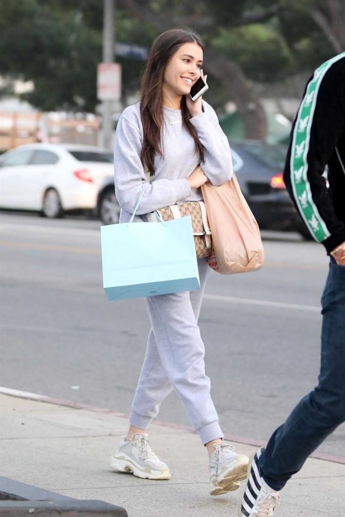 Madison Beer in a Gray Jogging Suit