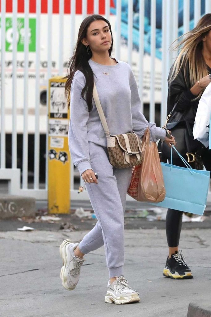 Madison Beer in a Gray Jogging Suit