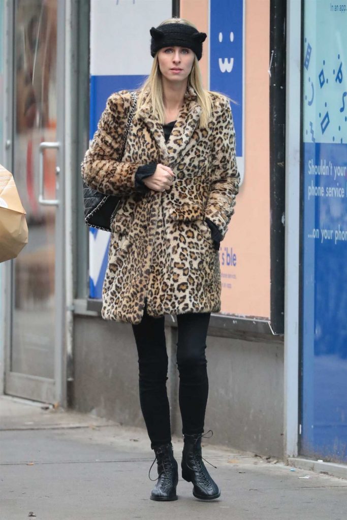 Nicky Hilton in a Leopard Print Fur Coat