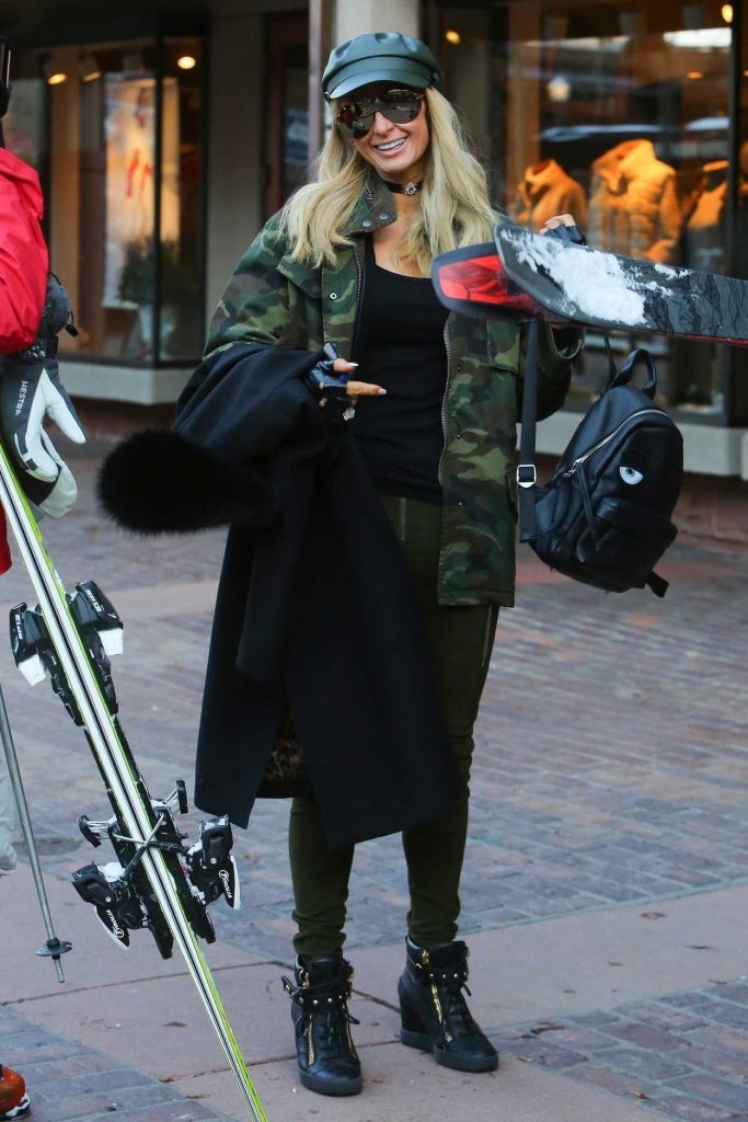 Paris Hilton in a Camo Jacket