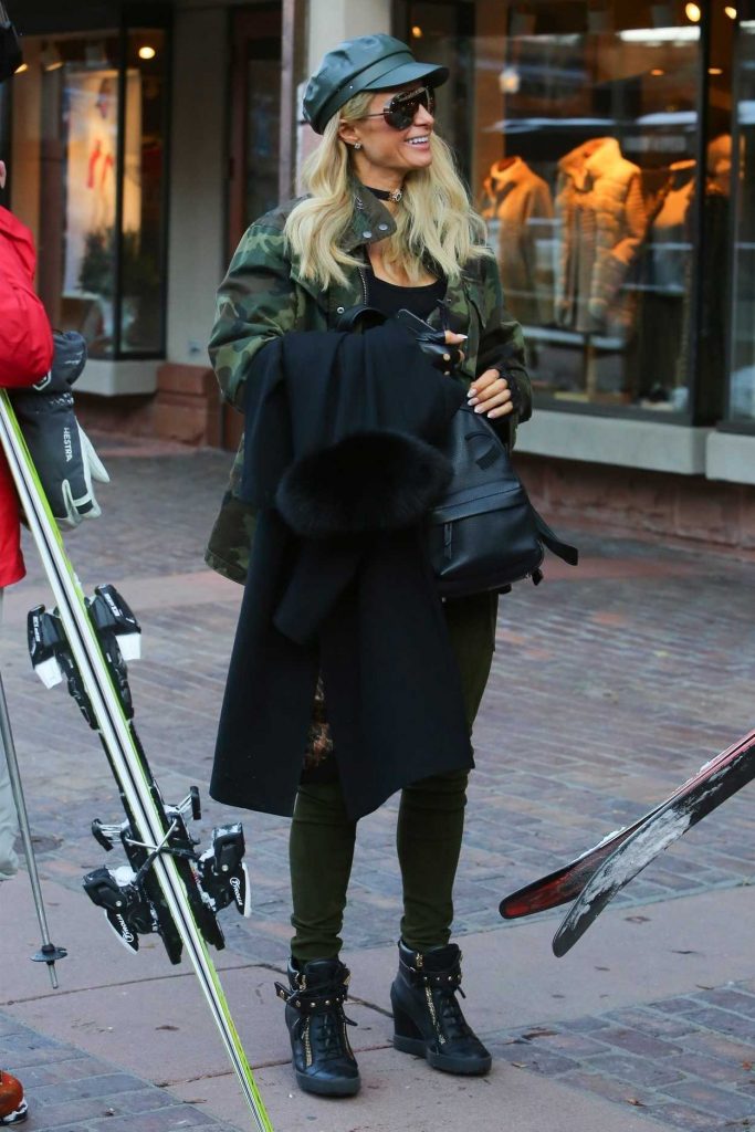 Paris Hilton in a Camo Jacket