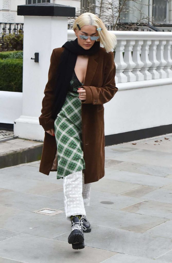 Rita Ora in a Brown Trench Coat
