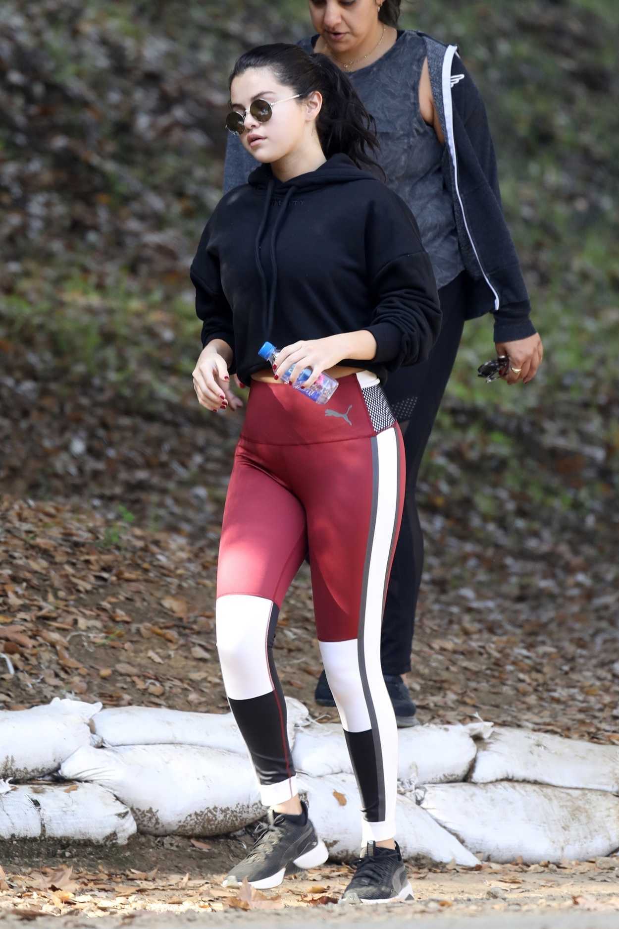 Selena Gomez in a Puma Leggings Out for a Hike in Los Angeles 12/22