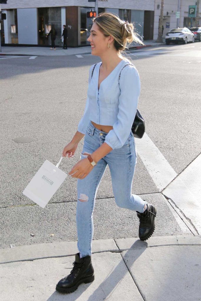 Sistine Stallone in a Blue Blouse