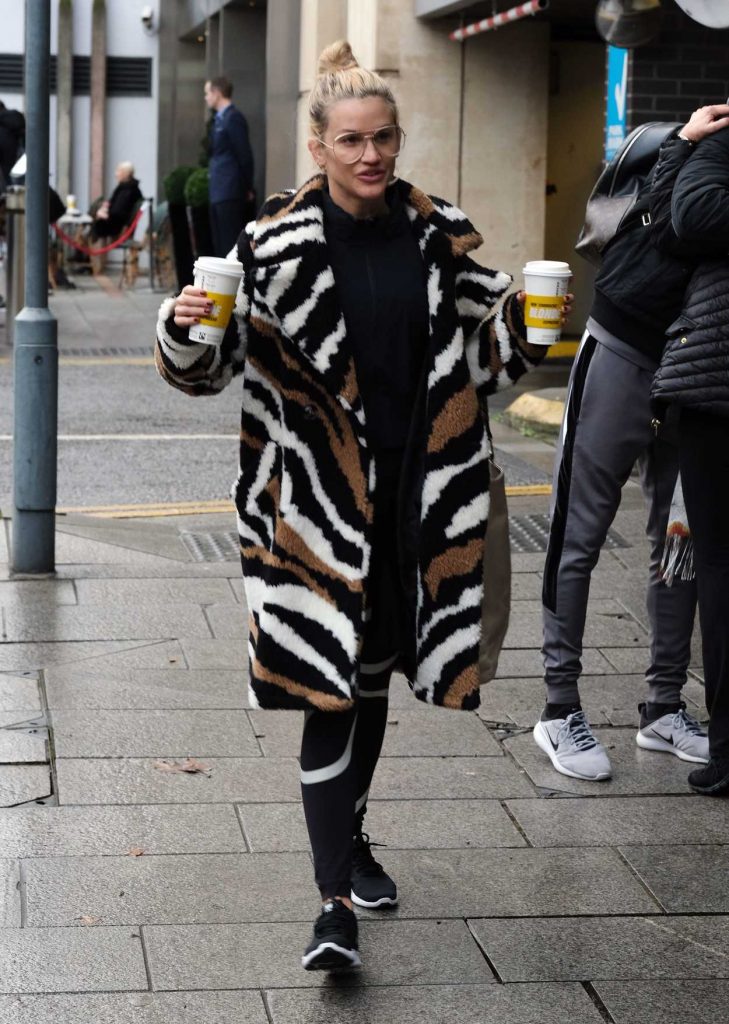 Ashley Roberts in an Animal Print Fur Coat