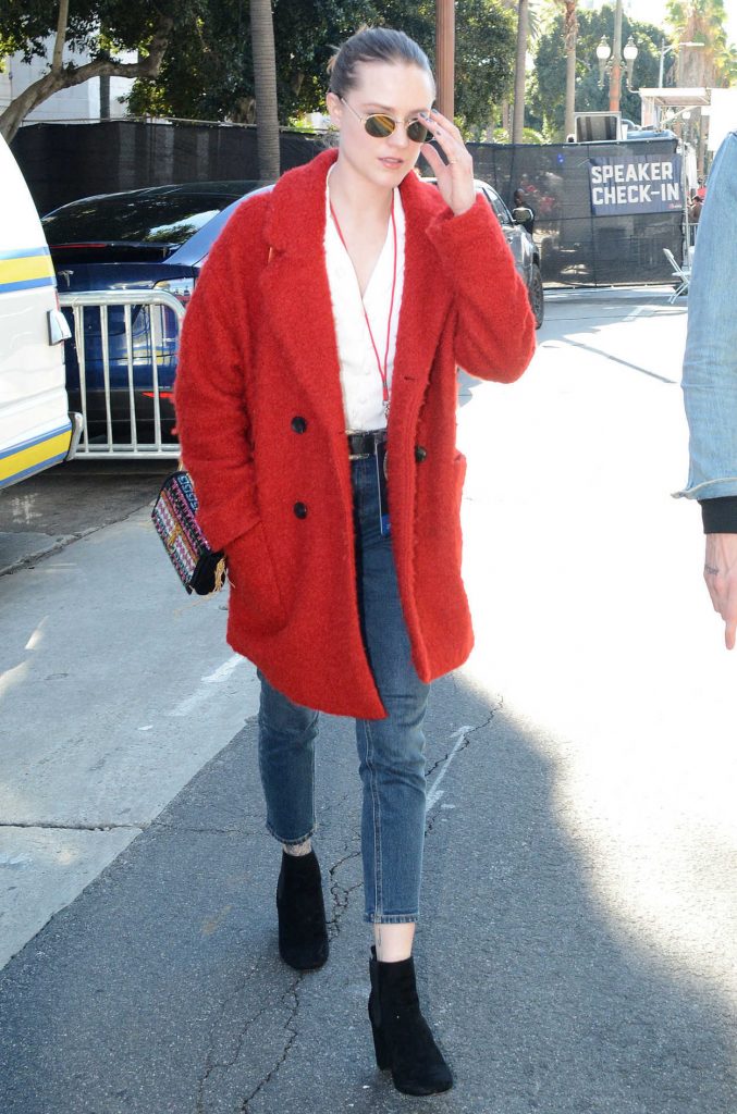Evan Rachel Wood in a Red Coat