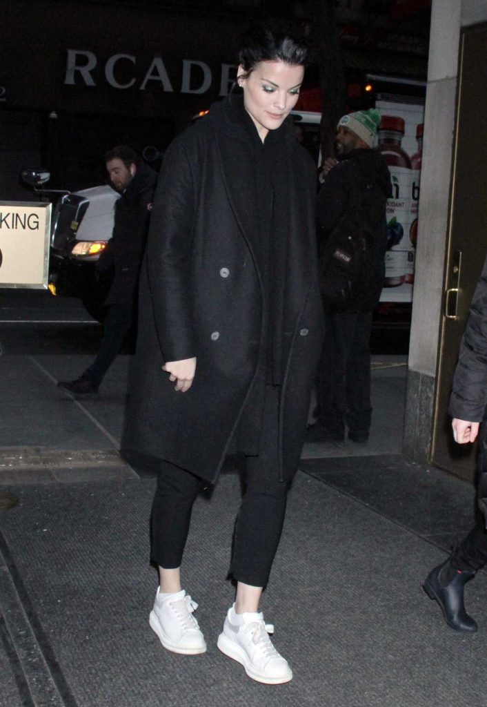 Jaimie Alexander in a Black Coat