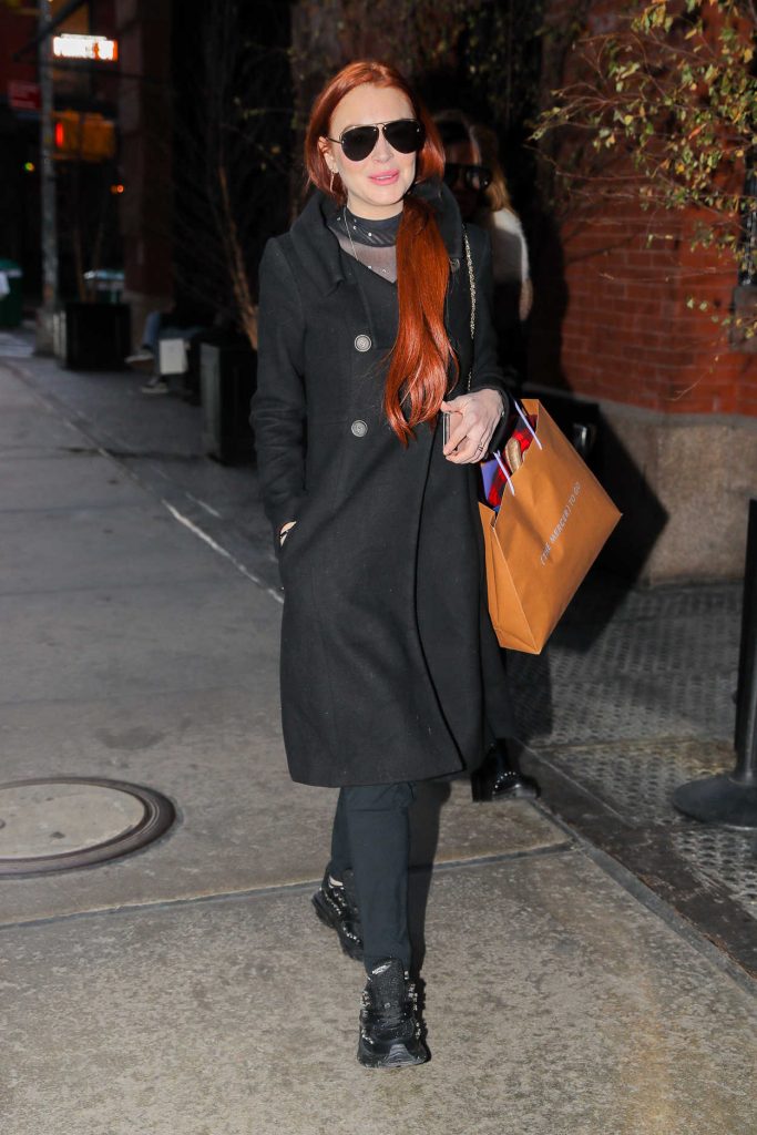 Lindsay Lohan in a Black Coat
