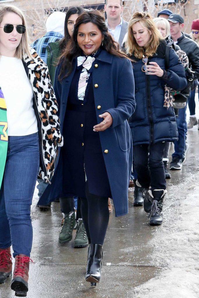 Mindy Kaling in a Blue Coat
