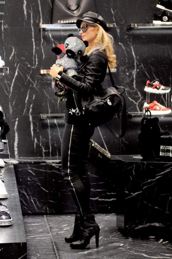 Paris Hilton in a Black Cap