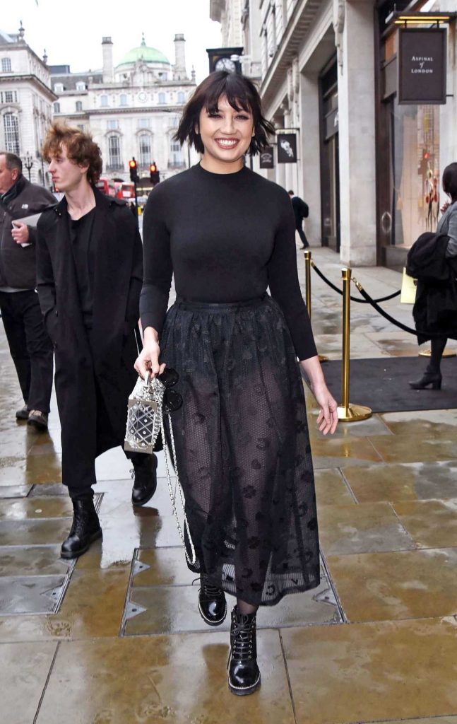 Daisy Lowe in a Black See-Through Skirt
