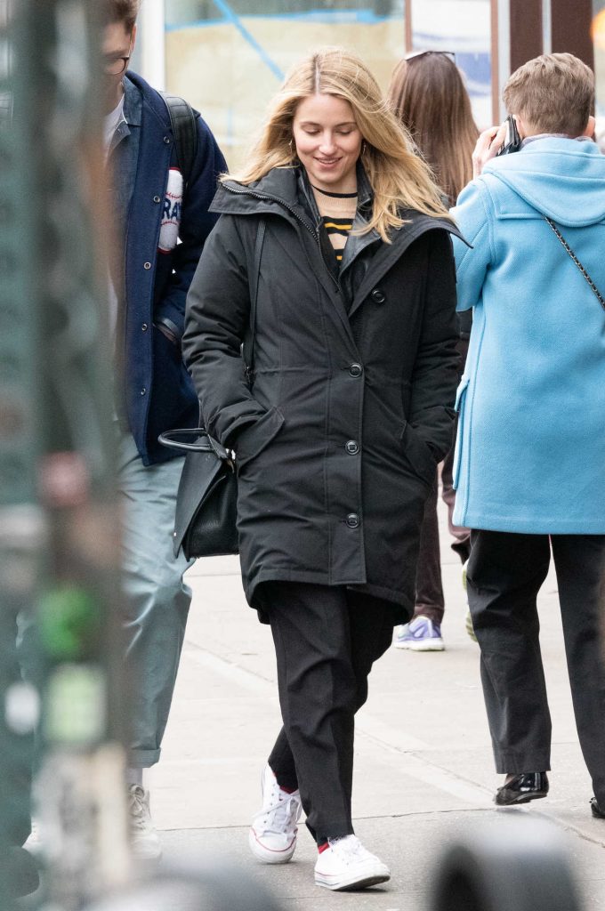 Dianna Agron in a Black Puffer Jacket