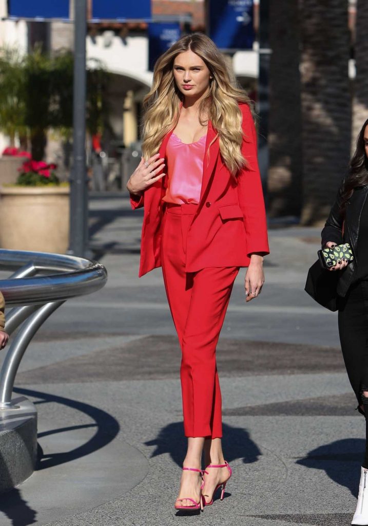 Romee Strijd in a Red Suit