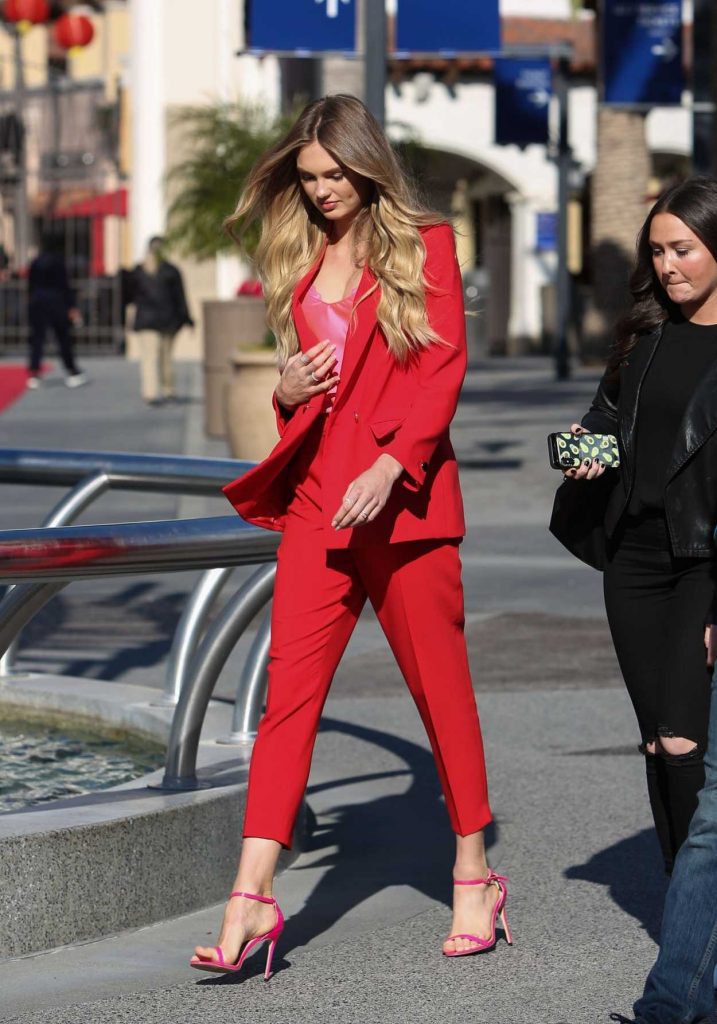Romee Strijd in a Red Suit