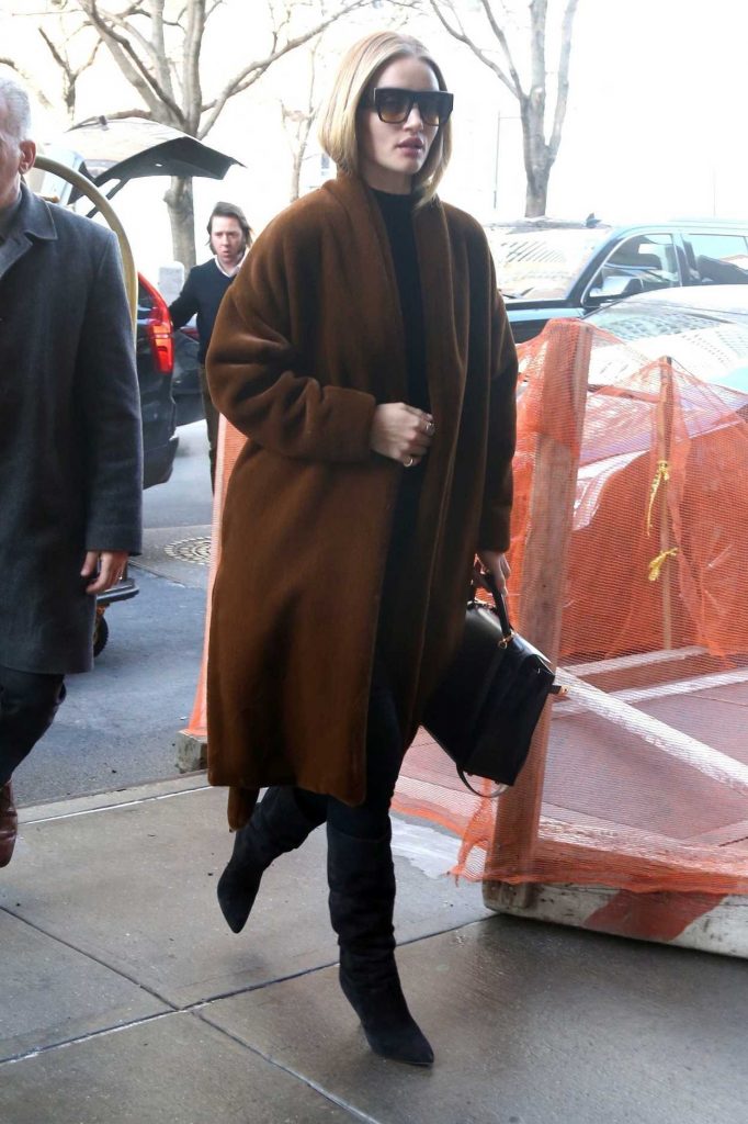 Rosie Huntington-Whiteley in a Brown Coat