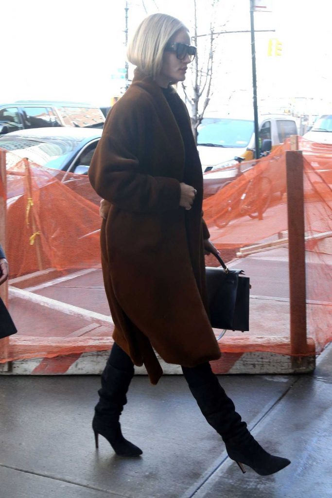 Rosie Huntington-Whiteley in a Brown Coat