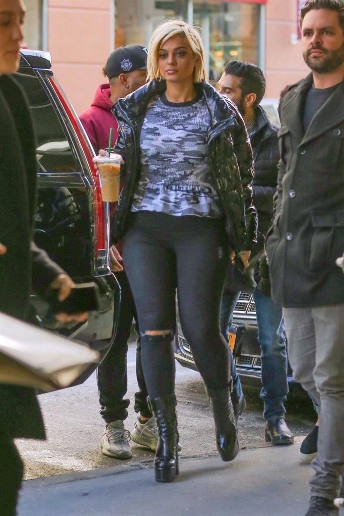 Bebe Rexha in a Black Puffer Jacket