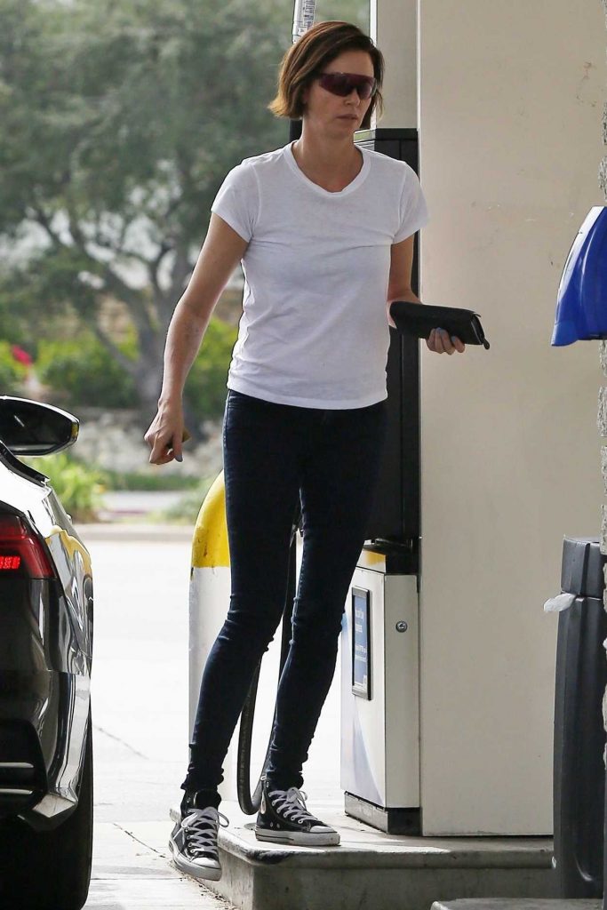 Charlize Theron in a White T-Shirt