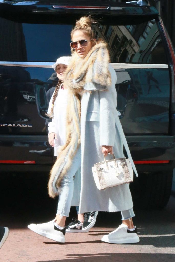 Jennifer Lopez in a Blue Coat