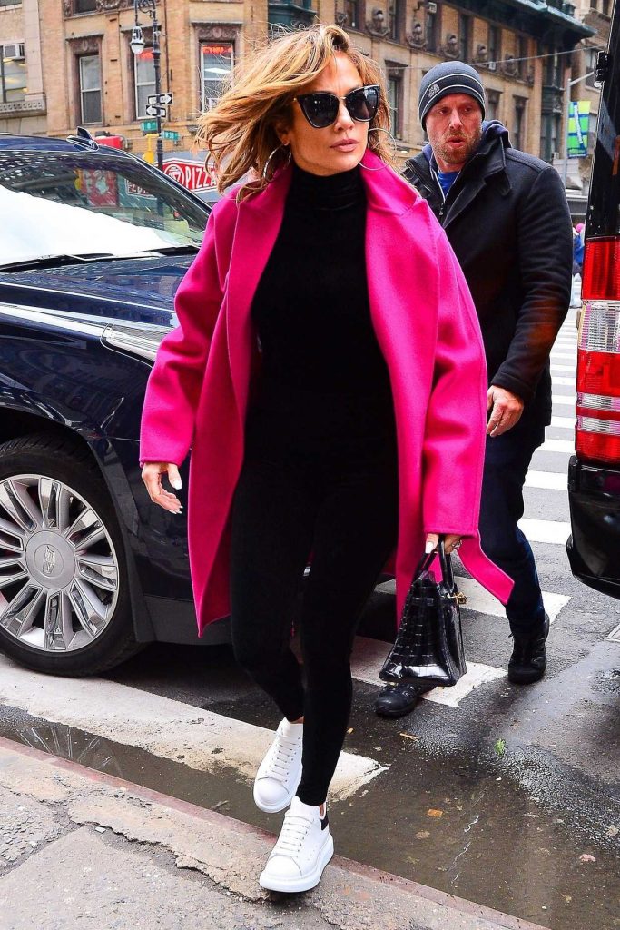 Jennifer Lopez in a Pink Coat