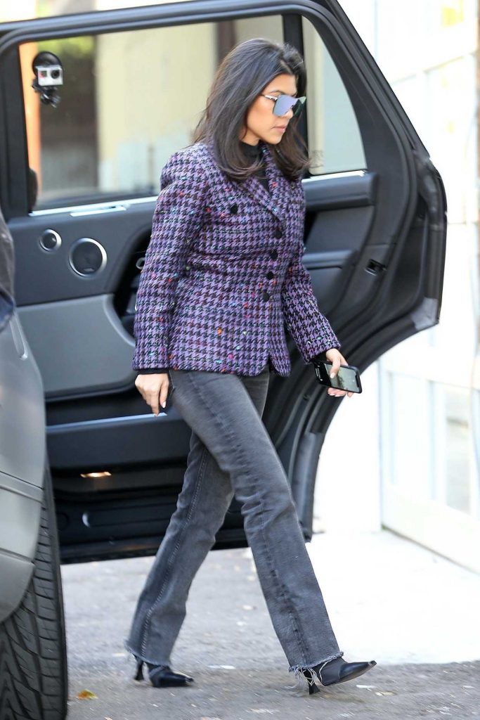 Kourtney Kardashian in a Purple Blazer