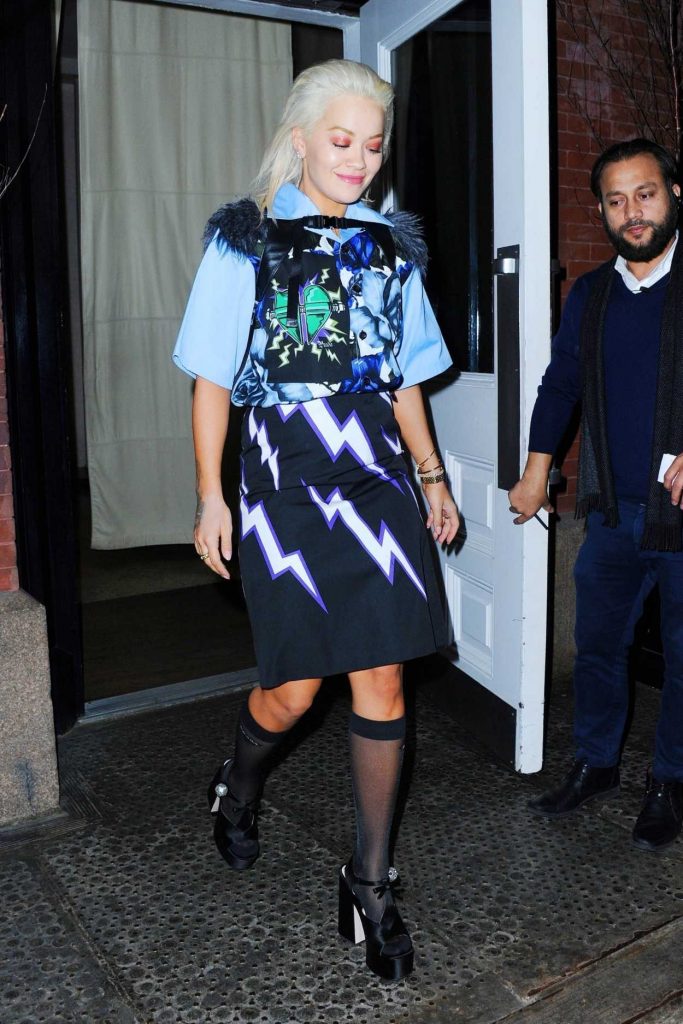 Rita Ora in a Blue Blouse