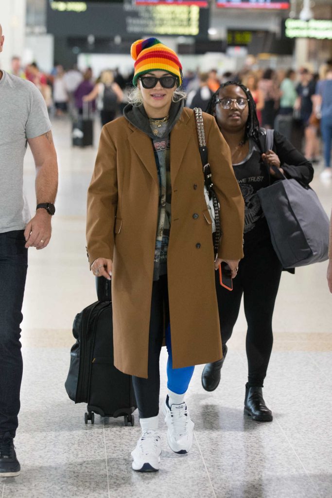 Rita Ora in a Brown Coat