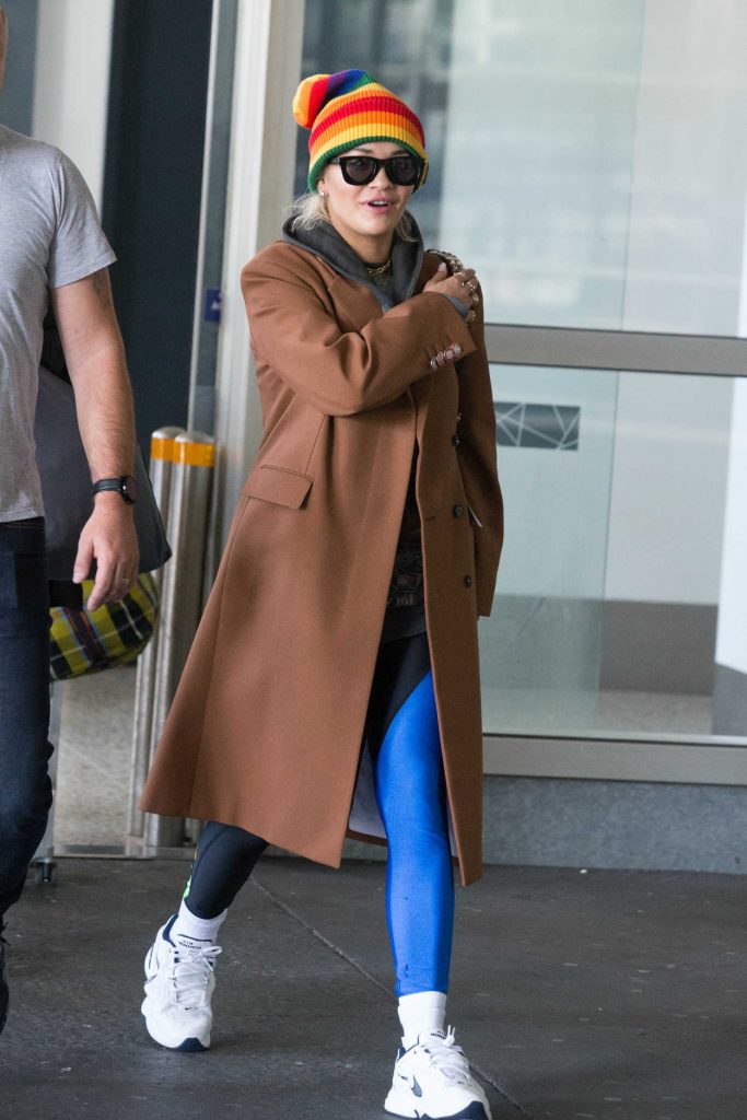 Rita Ora in a Brown Coat