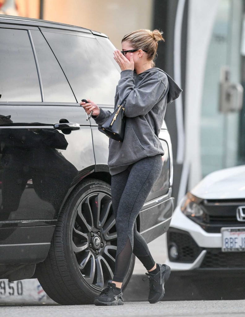 Sofia Richie in a Gray Hoody