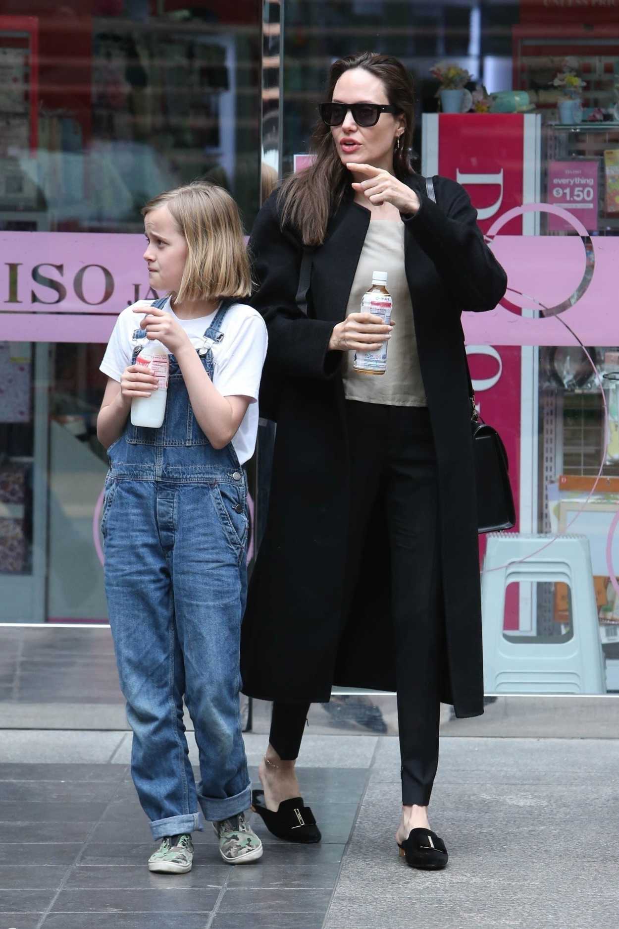 Angelina Jolie in a Black Coat Was Seen Out with Her Daughter in Los ...