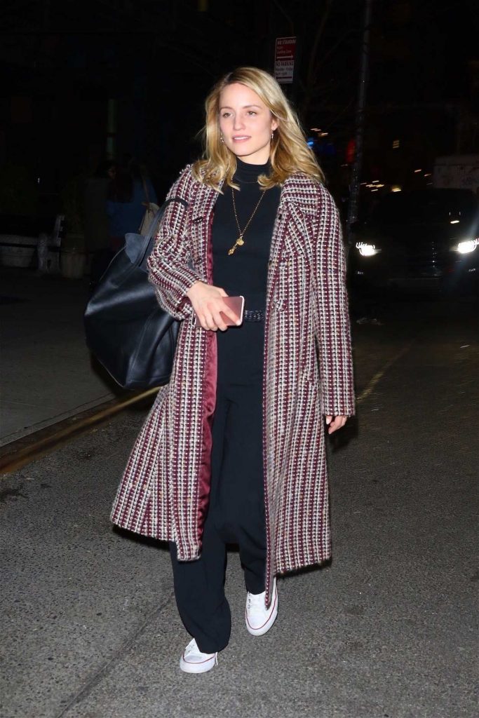 Dianna Agron in a Purple Coat