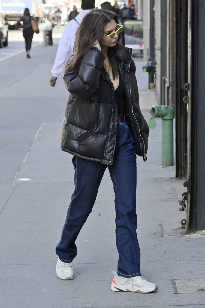 Emily Ratajkowski in a Black Puffer Jacket