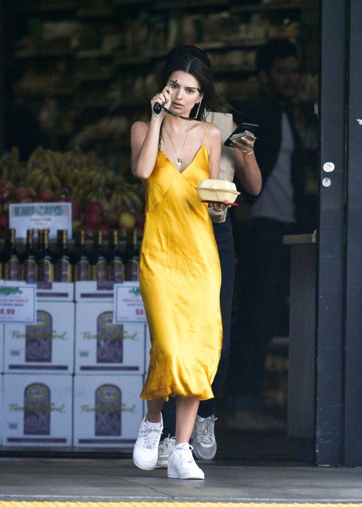Emily Ratajkowski in a Yellow Dress