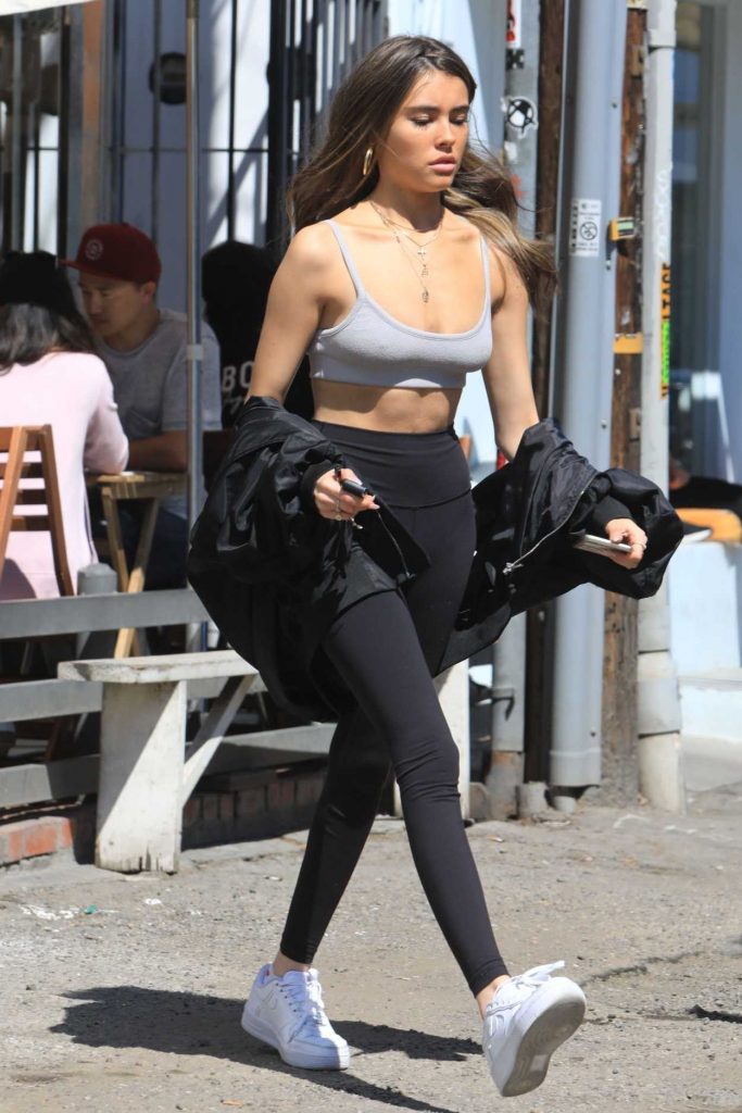Madison Beer in a Gray Top
