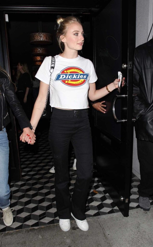 Sophie Turner in a White T-Shirt