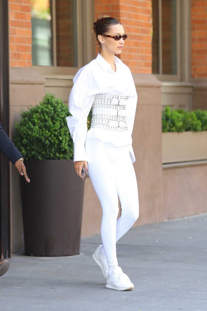 Bella Hadid in a White Suit