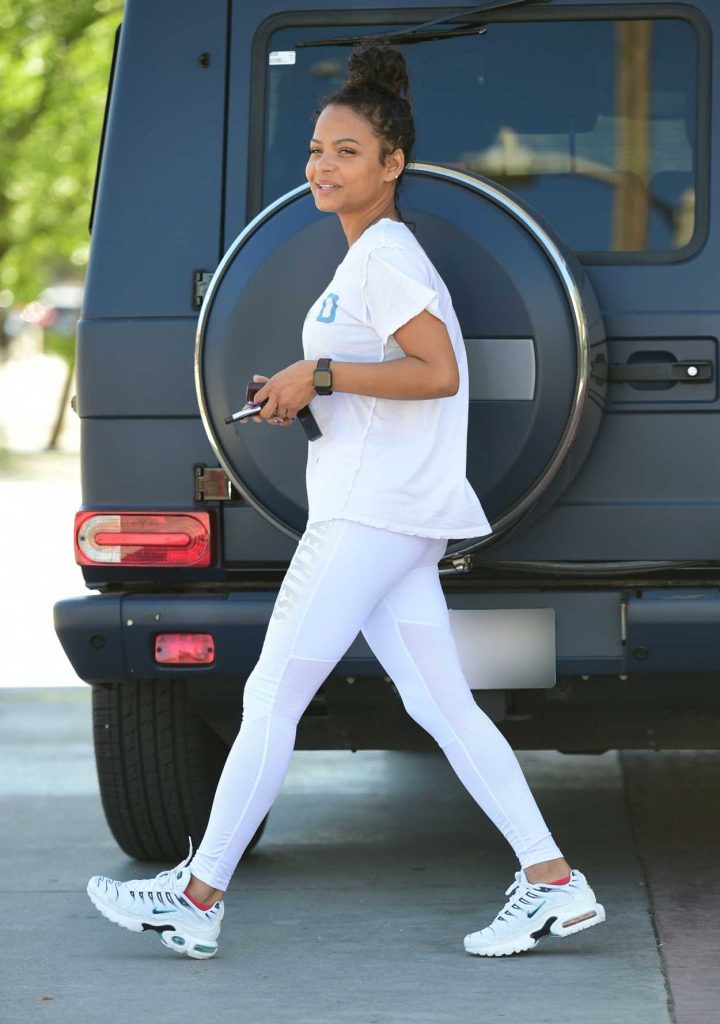 Christina Milian in a White T-Shirt
