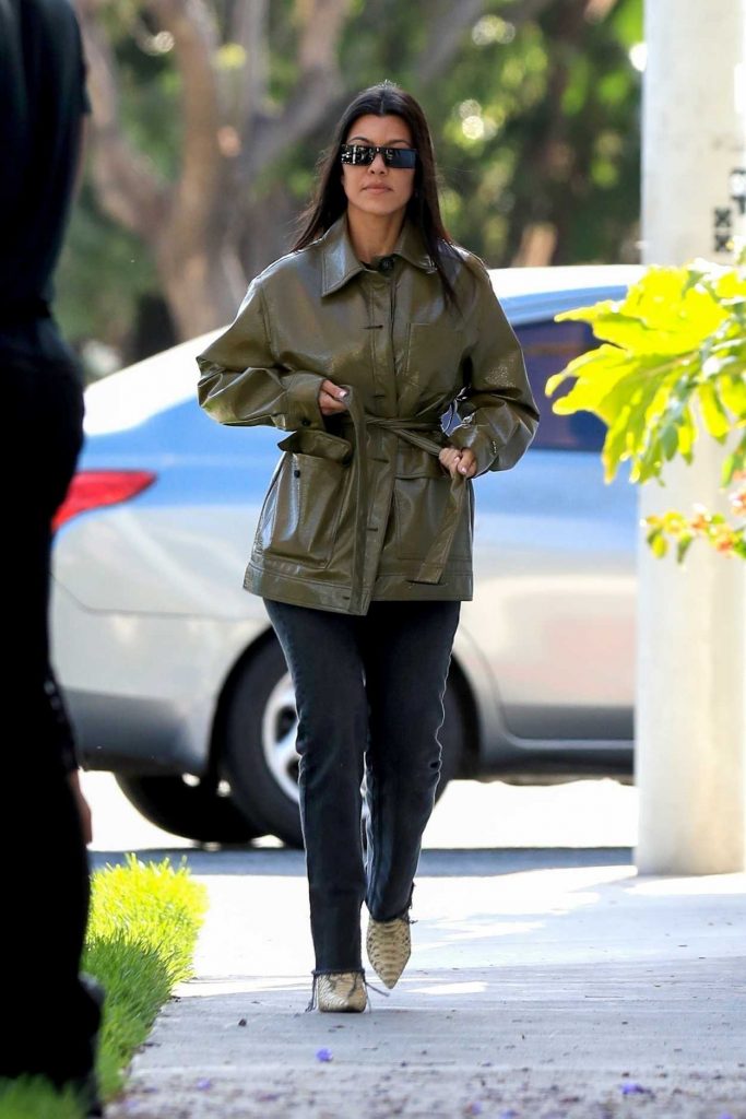 Kourtney Kardashian in a Green Jacket