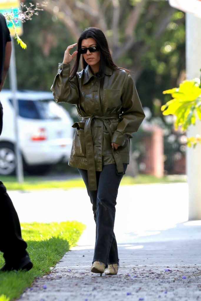 Kourtney Kardashian in a Green Jacket