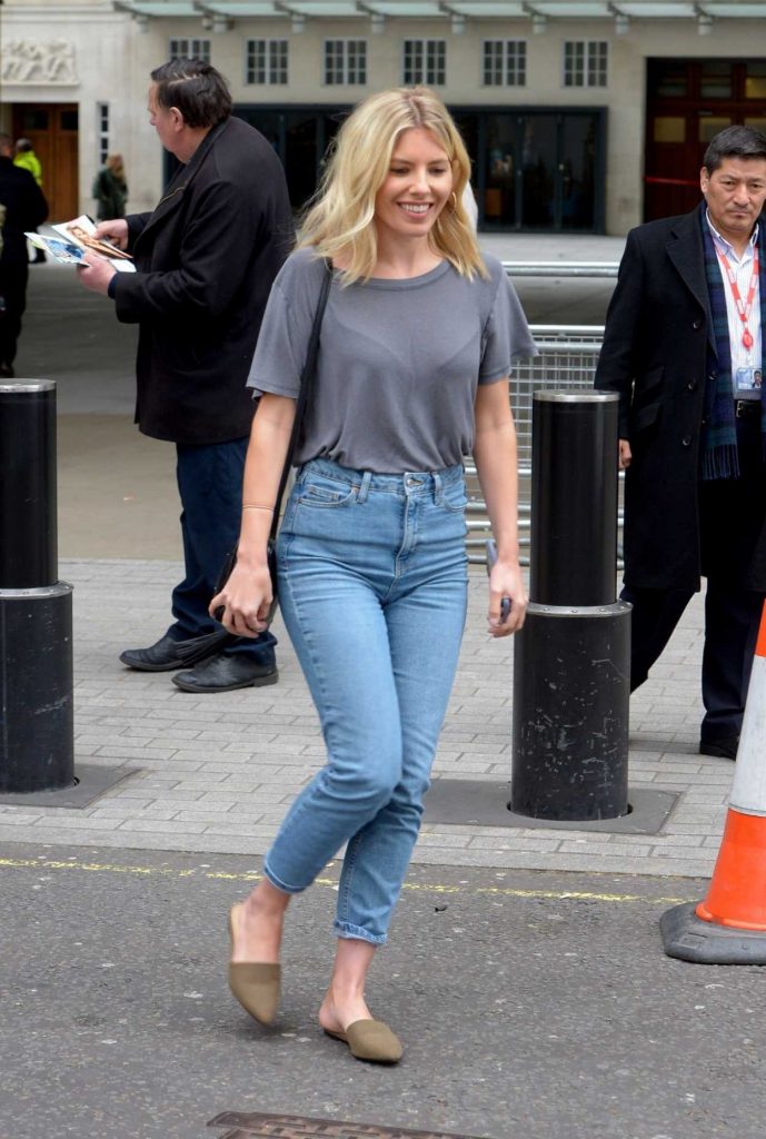 Mollie King in a Gray T-Shirt