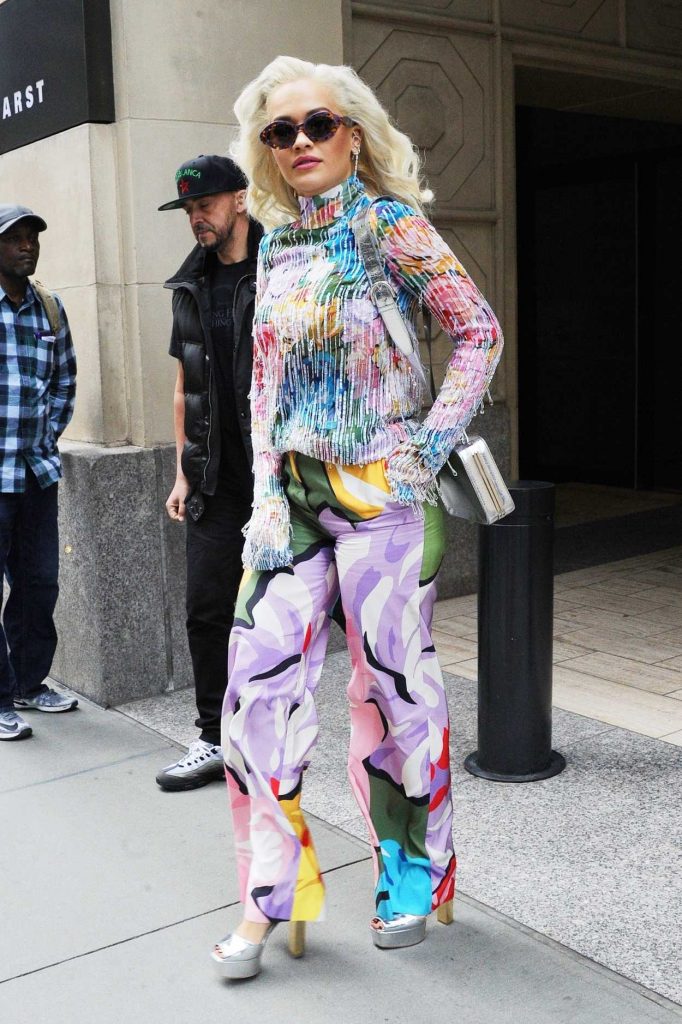 Rita Ora in a Floral Blouse