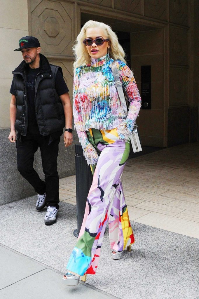 Rita Ora in a Floral Blouse