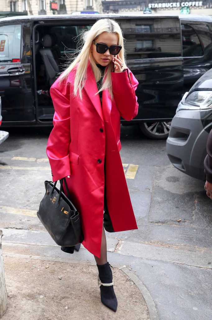 Rita Ora in a Red Trench Coat