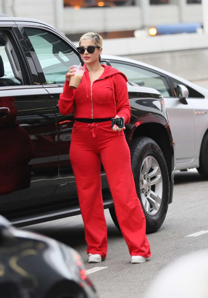Bebe Rexha in a Red Tracksuit