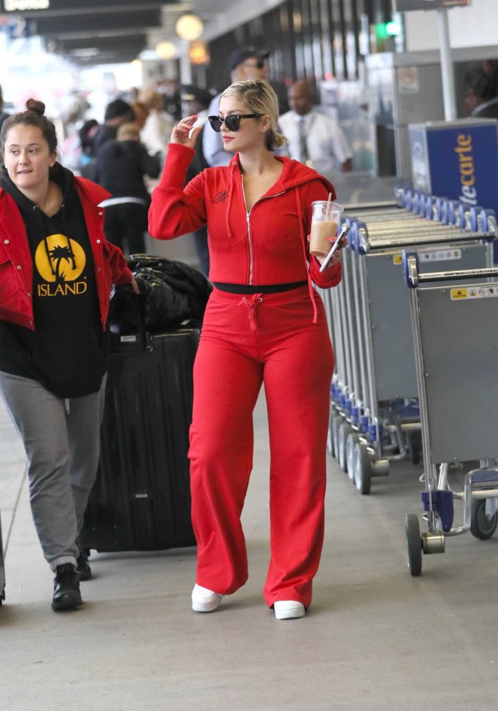 Bebe Rexha in a Red Tracksuit