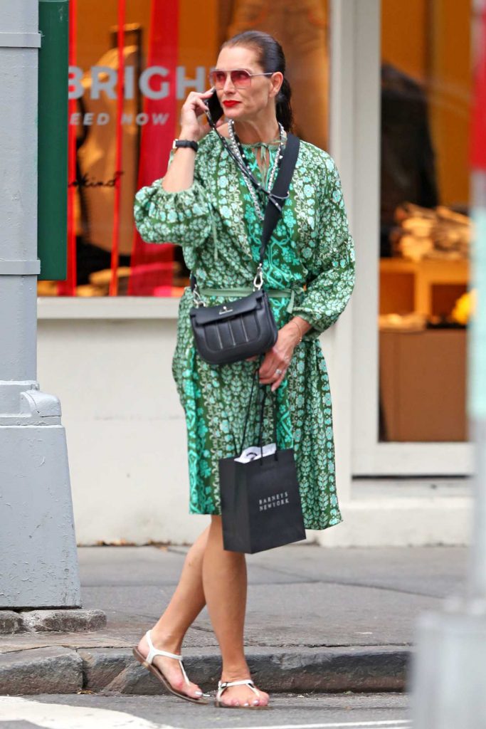 Brooke Shields in a Green Dress