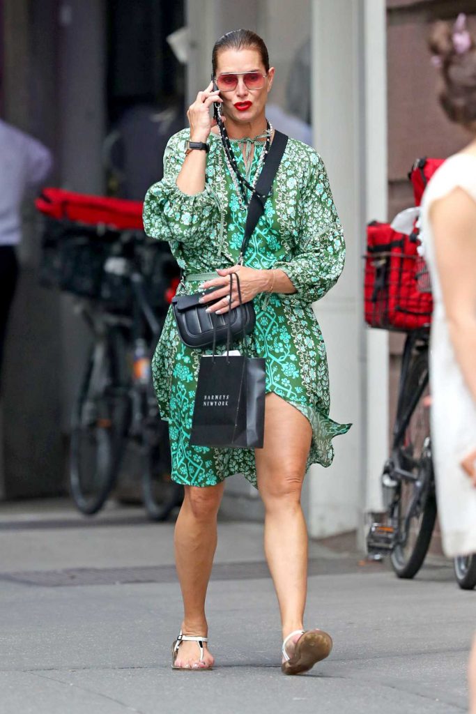 Brooke Shields in a Green Dress