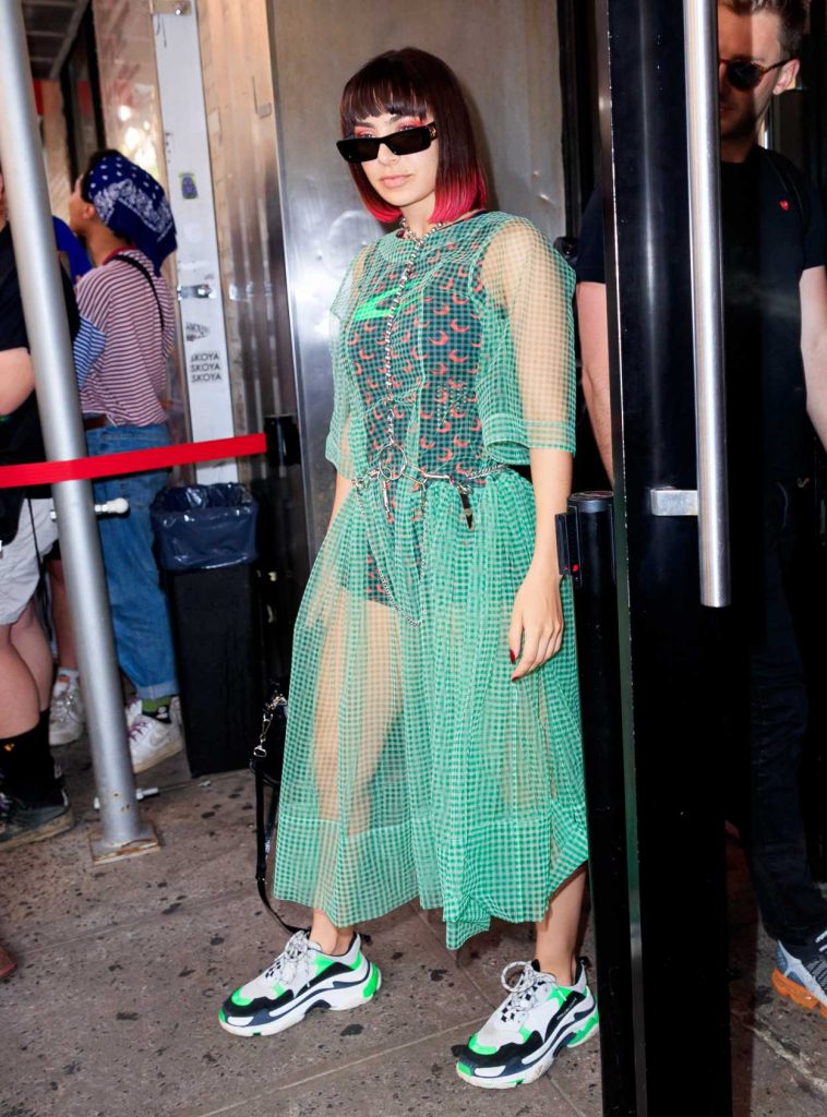 Charli XCX in a Green Transparent Dress