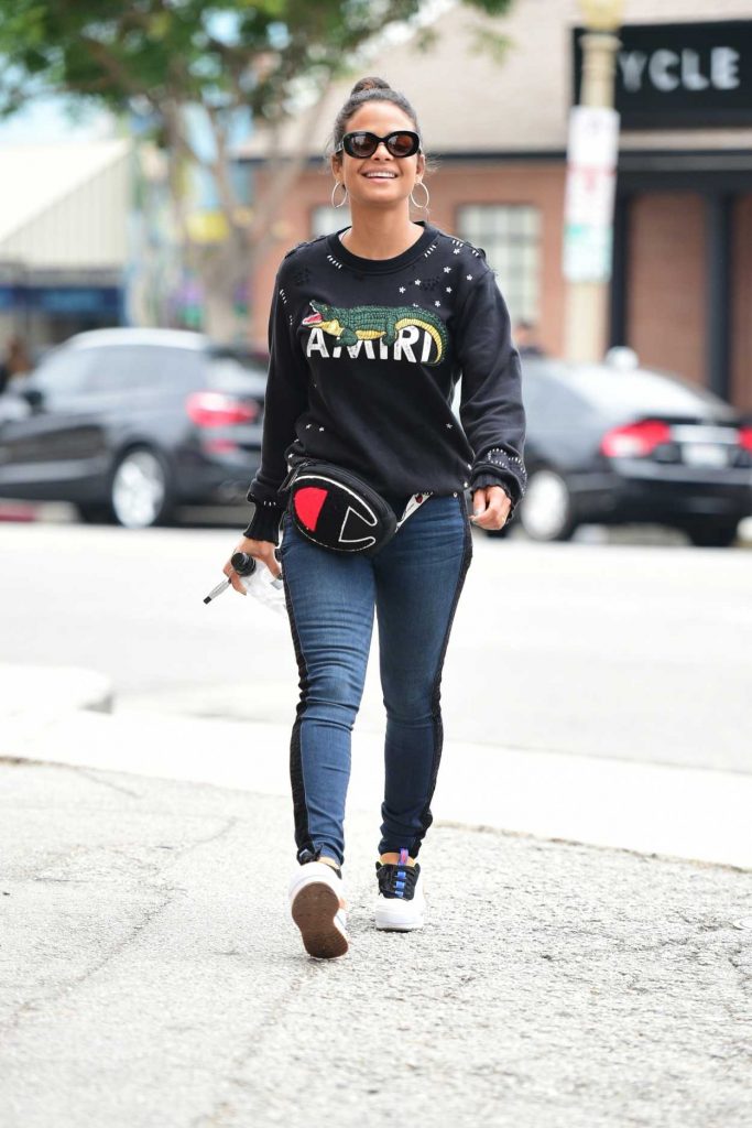 Christina Milian in a Black Sweatshirt
