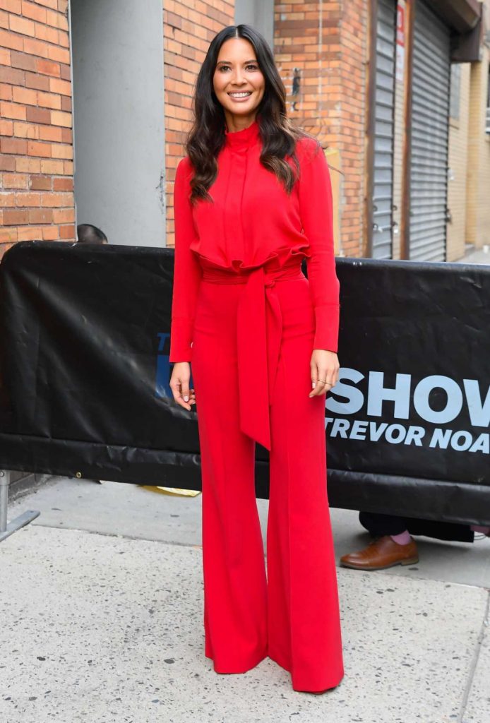 Olivia Munn in a Red Suit